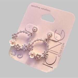 *new* Icing Silver-tone Flower Wreath Drop Earrings